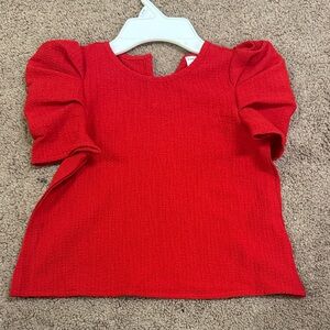 Red Kids Ruffle Sleeve Top